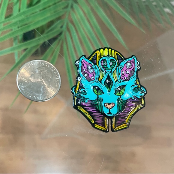 Egyptian Pharoh Fox Alien psychedelic enamel pin annunaki Anubis cat god goddess - Picture 6 of 6